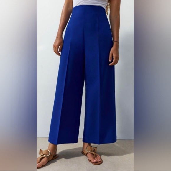 Zara Pants - ZARA Elegant Blue Wide-Leg Pants
